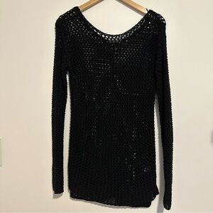 Rubbish Y2K black fishnet knit sweater